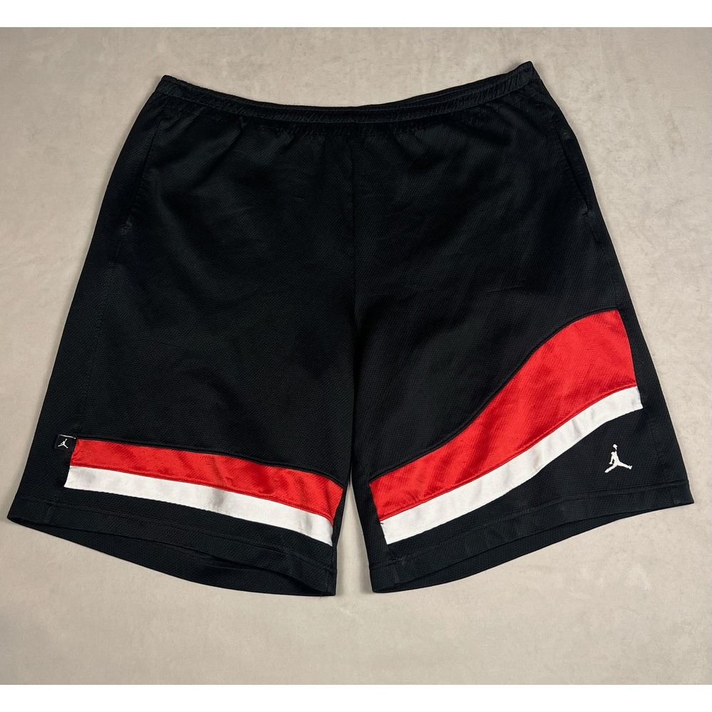 Jordan Mens XXL Black Red White Mesh Basketball Shorts Jumpman Athletic Gym